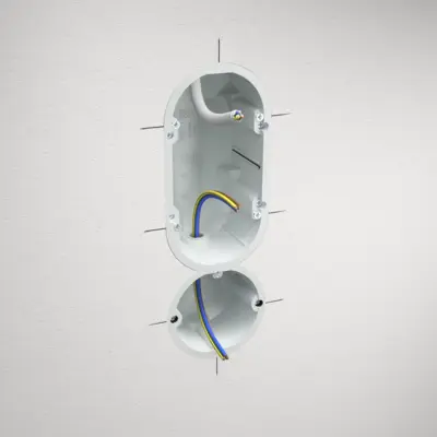 Les raccordements permettent de combiner la boîte avec elle-même ou avec la boîte d'encastrement HWD 90 (n° art. 9464-01).