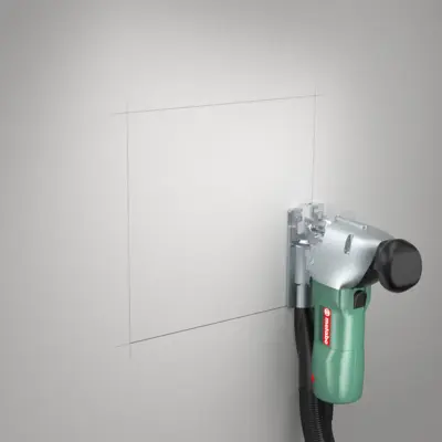 Réalisez une découpe de 300 x 300 à 300 x 600 mm (voir ci-dessus). Les dimensions de découpe de la laine minérale à poser doivent être au minimum supérieures de 25 mm.