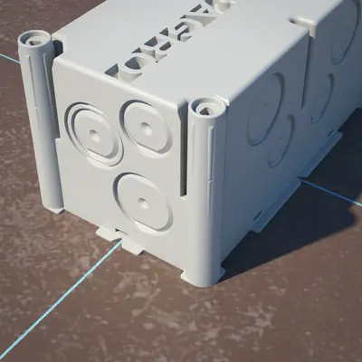 Thanks to the marking on each side, the flush-mounted box can be precisely aligned before nailing.