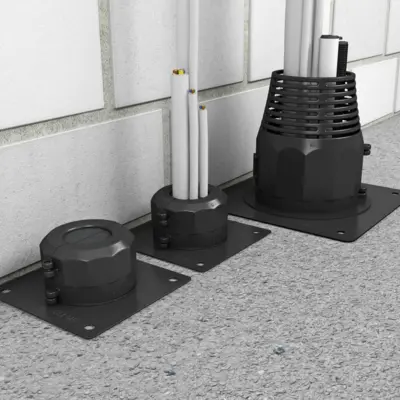 Mixed population of cables and conduits up to maximum population. They can also be arranged as groups with a distance of 205 mm  (DS 90 / 120 mm) or 125 mm (DS 90 / 74 mm).
