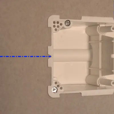 Thanks to the marking on each side, the box can be precisely aligned before nailing in position.