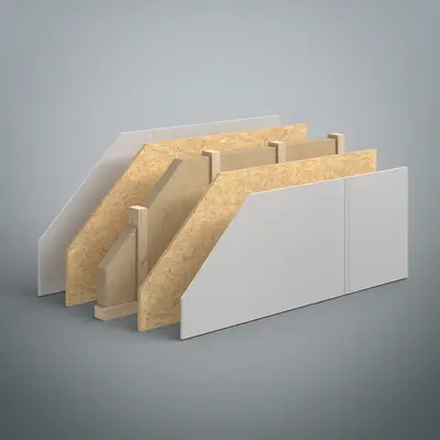 Construction de paroi minimale approuvée EI30 avec des plaques de plâtre GKB de 9,5 mm.