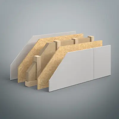 Construction de paroi minimale approuvée EI60 avec des plaques de plâtre GKF de 12,5 mm.