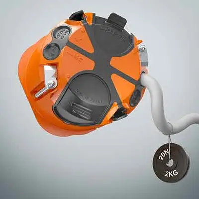 The integrated, innovative clamp technology easily meets the requirements of the specified integrated cable Retention. (Acc. to DIN VDE 0606 / DIN EN 60670).