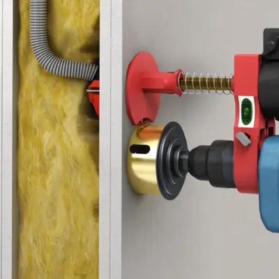 Inbouwopening Ø 68 mm tot stand brengen; bij renovatie hartafstand 71 mm met behulp van de Profix.