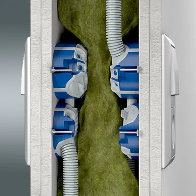 For sound insulation walls with a sound insulation value of up to 69 dB.