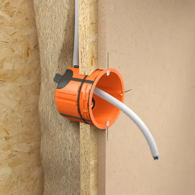Wandaufbau OSB-Platte mit MDF.