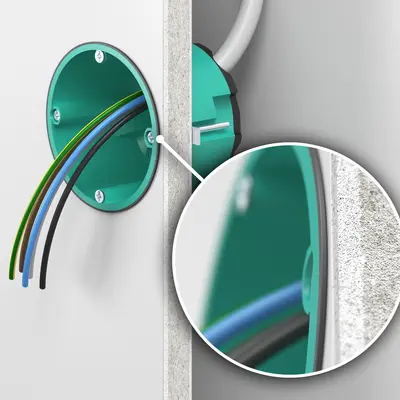 The peripheral sealing lip prevents the exchange of air and airborne particles at the installation opening.