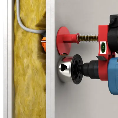Réaliser un orifice d'encastrement Ø 68 mm ; dans des bâtiments existants, entre-axes de 71 mm à l’aide du Profix.