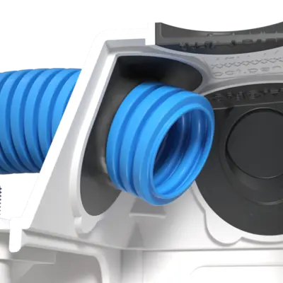 The elastic sealing membrane of the ECON® technology joins when the pipes are pushed through. Uncontrolled air flows are thus excluded.
