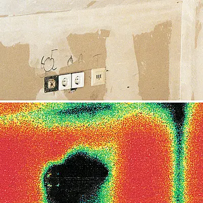 Thermographic photographs highlight the thermal losses, which occur in conventional electrical installations.