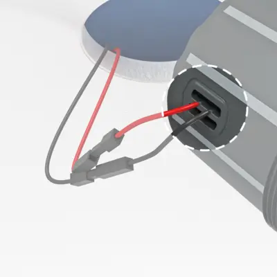 Connexion des contacts de fiche. Enrouler l'élément d'étanchéité autour du câble et l'introduire dans l'ouverture.