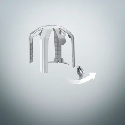 Toolless breaking-off of the feet.