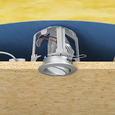 The spacer for installing luminaires in insulated hollow ceilings can be used in jointless false ceiling constructions made of chipboard,...