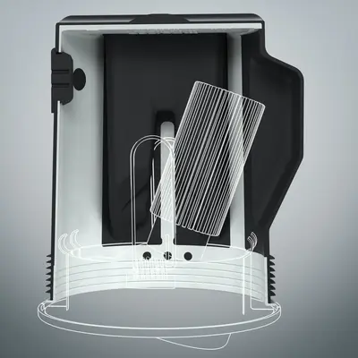 Une pochette pivotante permet l’alignement ciblé du luminaire encastré.