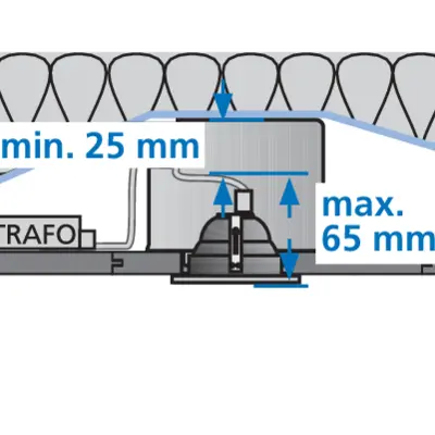 Usable lamps: Cool-Beam max. 20 W, aluminium reflector max. 35 W