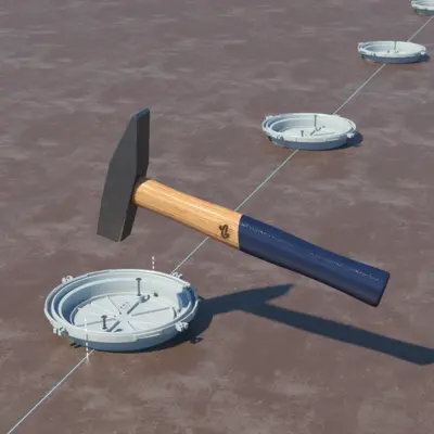 The flat front part (20 mm) lies below the lower reinforcement layer, thus not hindering any subsequent works, and can be precisely aligned using the centre marking.
