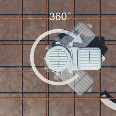 After locking the casing, it can be rotated 360° for better conduit connection or to avoid collisions with the reinforcement.