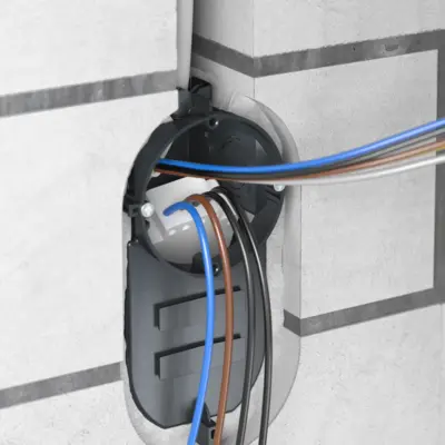 Concealed installation of electronic components such as radio-controlled modules, EIB actuators, emergency lighting or cable lengths in data network technology.