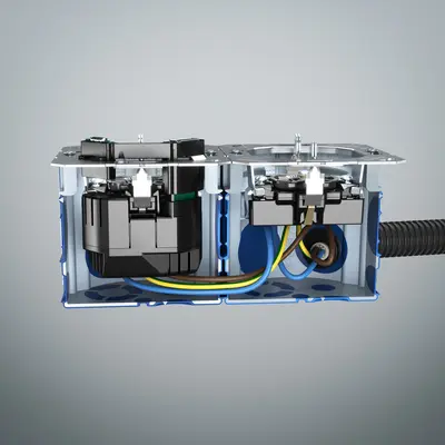 Maximum usable space, thanks to fully insulated through-wiring close to the base.