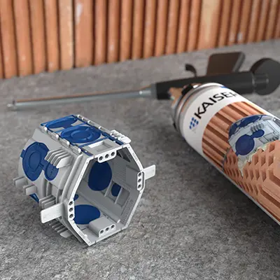 Alternatively, the UP¹ ECON® Fix boxes can be fixed with flush-mounting gun foam (Art. No. 1155-95).