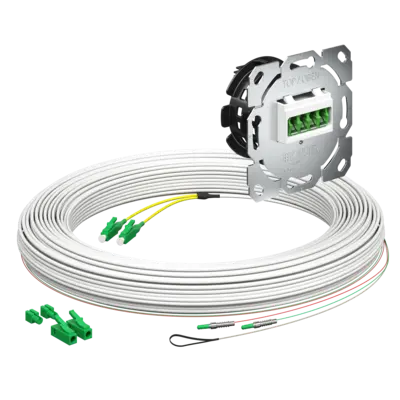 - Scope of delivery: FO subscriber connection, LC-APC coupling and pre-assembled E3S Connect® fibre optic cable
