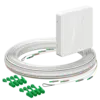 - Lieferumfang: Gf-Teilnehmeranschluss, LC/APC Kupplung und vorkonfektionierte E3S Connect® Glasfaserleitung