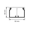 - Geleverd met deksel.
- Meegeleverd per lengte: 4 kabelclips KC90 (AT2345).
- Mogelijkheid tot plaatsing scheidingswand SW60r (AT2333).
- Voorzien van sleufen spijkergaten.
- Inwendige afmetingen: 87 x 57 mm.