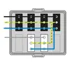 - Zwarte en witte delen gescheiden te schakelen.
- Voorzien van VD-draad 2,5 mm².
- Alle connectoren zijn standaard voorzien van vergrendeling.