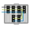- Ausgestattet mit VD-Draht 2,5 mm².
- Alle Gehäuse sind serienmäßig mit einer Verriegelung ausgestattet.
- Konfektioniert mit Anschlussadern 2,5 mm²
