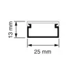 - Suitable for concealing multimedia cables.
- Equipped with slot and nail openings.
- Internal dimensions: 22.5 x 10.5 mm