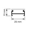 - Montage middels muurclips BC25 (art. nr. AT5600).
- Stapelbaar.
- Inwendige afmetingen: 23 x 8 mm