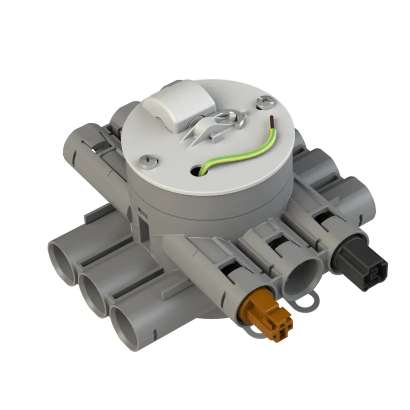 - Applicable in hollow ceiling constructions.
- Suitable for rachel ceilings and metal stud ceilings.
- Connectors from Wago-Winsta RD
- Equipped with 1x power supply (male black), 1x switch (female brown), 1x light point on central box cover.