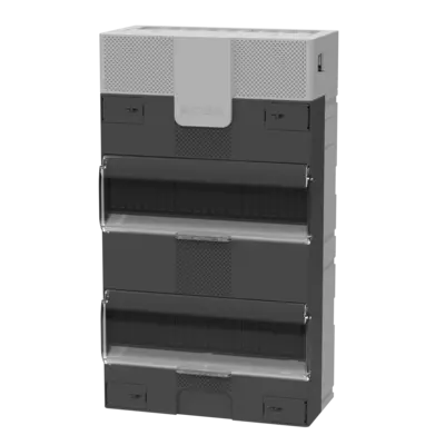 - Suitable for extensive 1-phase installations.
- 18 inlets for 16, 19 and 20 mm tubes.
- 2 x 12 modules.
- Configure your custom made distribution boards with the Click-mate NXT Assistant!