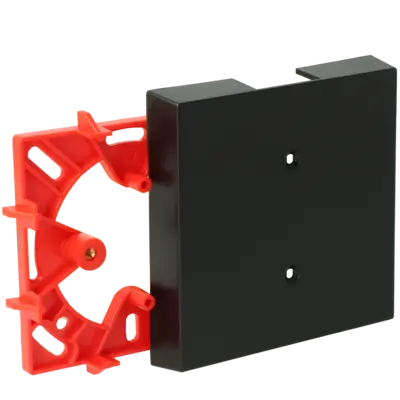 - Base plate can be mounted on any wall or ceiling junction box.
- Parker screws for attachment of cover are mounted inside cover to prevent loss.
- Surface-mount domestic switching devices can be mounted on cover.
- Cover includes 1 open lead-in and 11 break-outs for K25/P25/Z25 raceways.